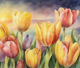 Watercolour Tulips AI Image from www.free-ai-images.com. Right-click and choose Save Image As to download this image safely for free.