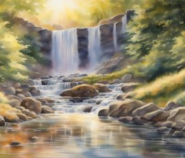 Watercolour Waterfalls AI Image from www.free-ai-images.com. Right-click and choose Save Image As to download this image safely for free.