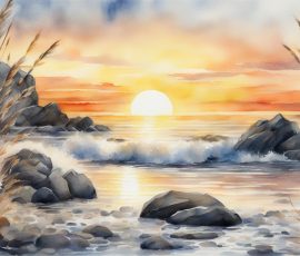 Watercolour Oceans and Beaches AI Image from www.free-ai-images.com. Right-click and choose Save Image As to download this image safely for free.
