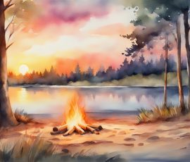 Watercolour Campfires AI Image from www.free-ai-images.com. Right-click and choose Save Image As to download this image safely for free.