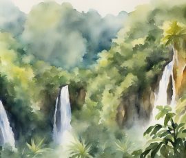 Watercolour Waterfalls AI Image from www.free-ai-images.com. Right-click and choose Save Image As to download this image safely for free.