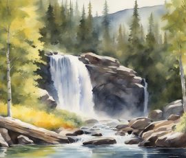 Watercolour Waterfalls AI Image from www.free-ai-images.com. Right-click and choose Save Image As to download this image safely for free.